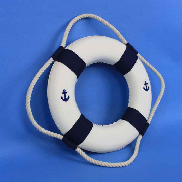 Décoration murale Longwell Classic Anchor Lifering, H 6 po x l 6 po x P 1 po, Blanc/bleu