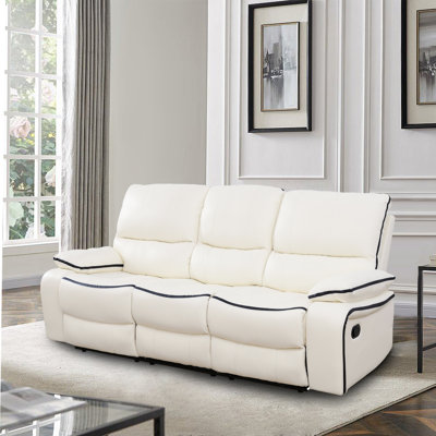 Wahidullah 87" Wide Vegan Leather Manual Reclining Living Room Sofa by Latitude Run