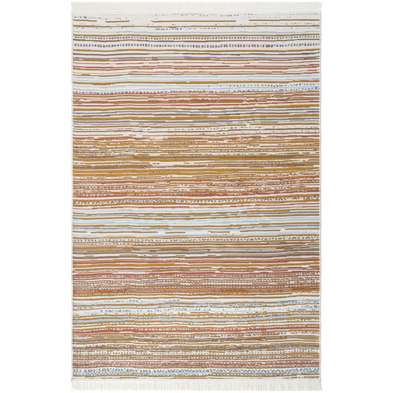 Riken Striped Cotton Machine Made Indoor / Outdoor Area Rug, Rectangle 2'8" x 4'11"