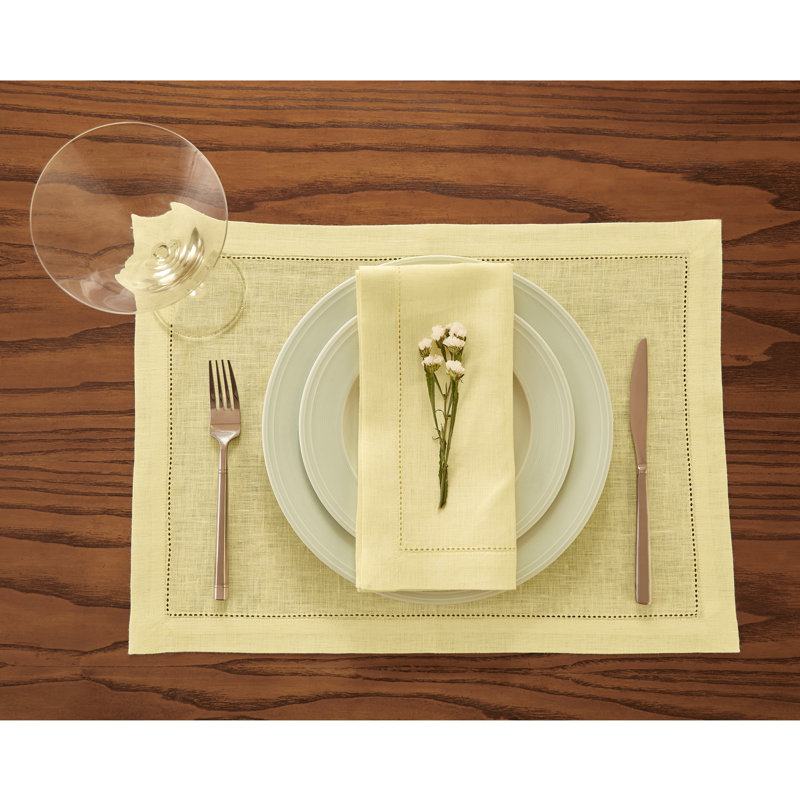 Milan - 100% Pure Linen Dinner Napkins, Butter Yellow