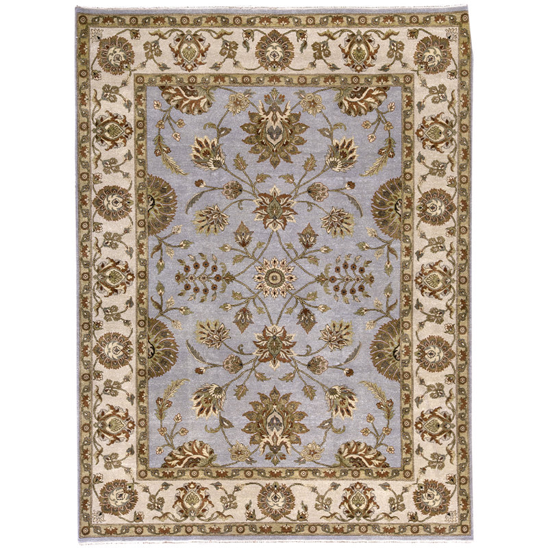 Tapis gris / beige / olive noué à la main de haute qualité