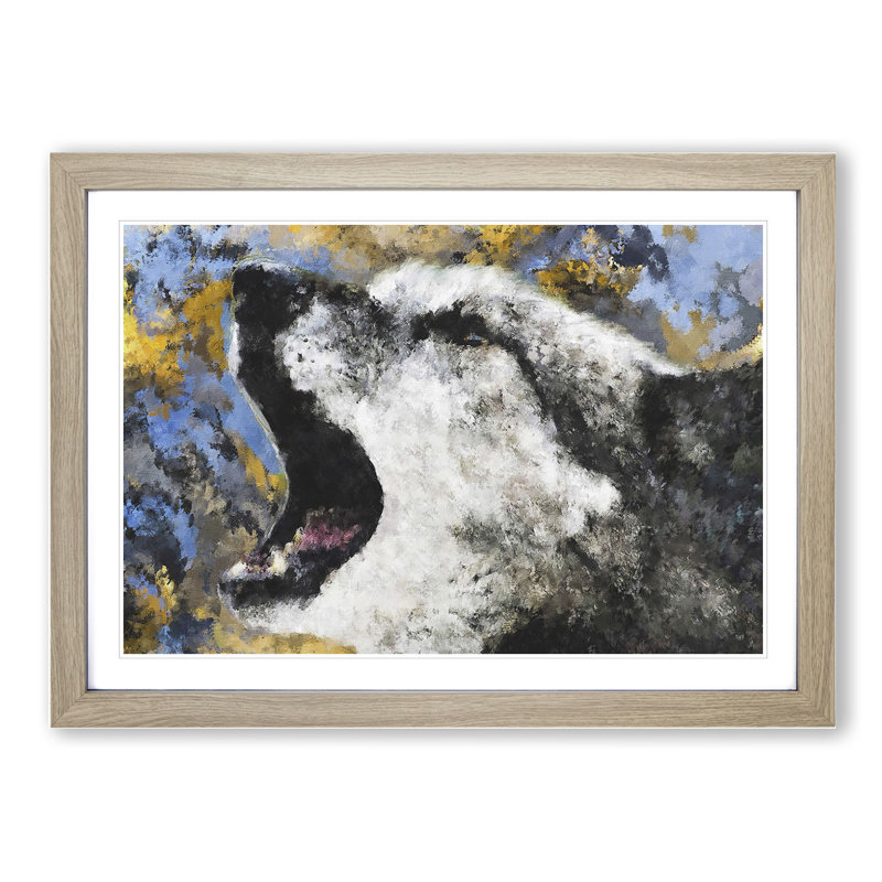 Abstract Wolf Vol.2 - Picture Frame Graphic Art, Oak Framed, 48cm H x 65cm W x 2cm D