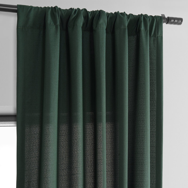 Chittick Dobby Linen Light Filtering Curtains - Single Panel Drapes (1 Panel), Off-White, 50" W x 108" L