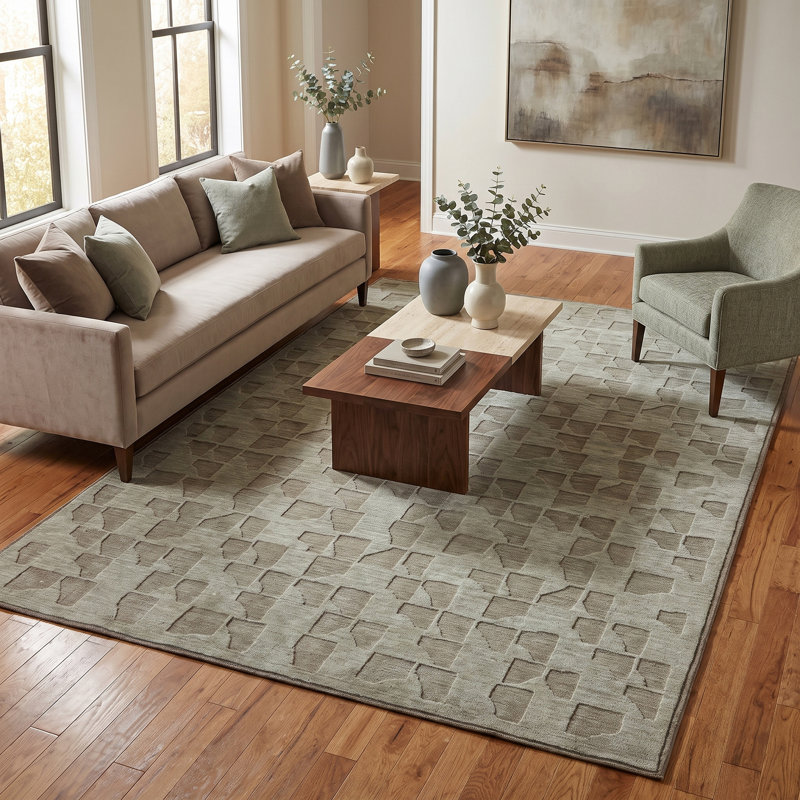 Tapis vert noué à la main de haute qualité, Rectangle 120" x 168"