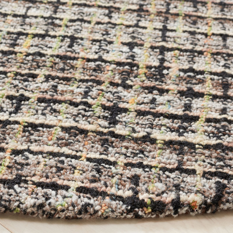 Tapis rayé en laine / coton Natko, Rond 6 pi