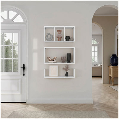 Tablettes flottantes murales blanches