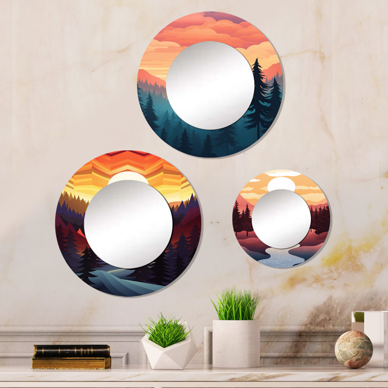 Miroir de coucher de soleil Mountain Forest