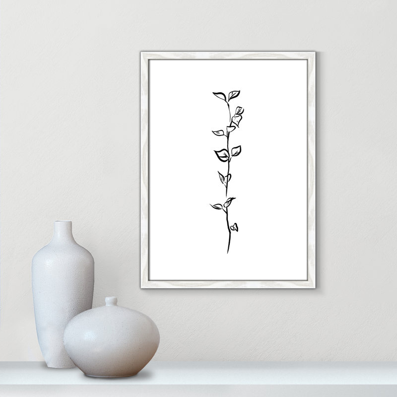 Fleurs simples 4 - reproduction de dessin, H 23 po x l 17 po x P 0,75 po, Papier avec cadre en bois blanc