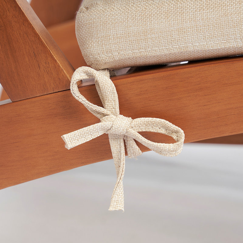Ensemble de 4 chaises de patio avec coussin Outsunny, ensemble de 4 chaises de salle à manger d'extérieur, siège en bois d'acacia avec repose-pieds, siège et dossier à lattes, accoudoirs, blanc crème