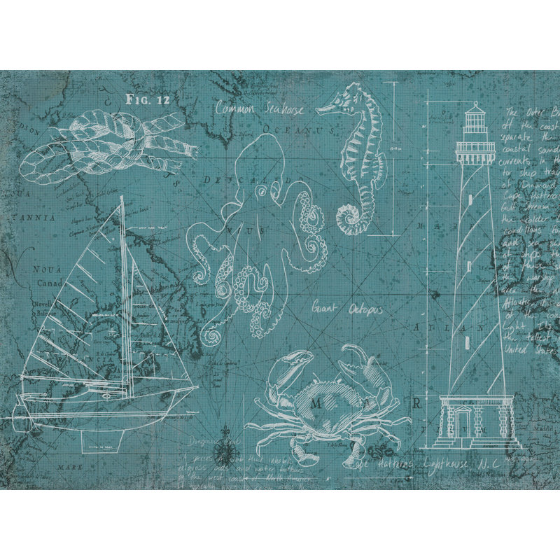 «Coastal Blueprint» par Marco Fabiano, reproduction sur toile, H 36 po x l 48 po