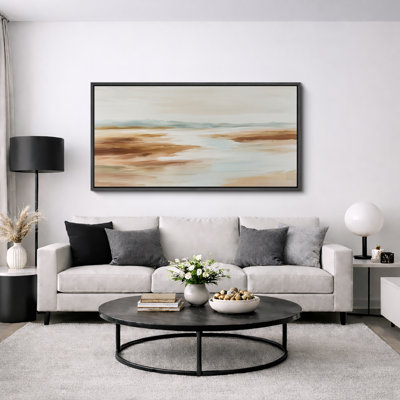 Soft Neutral Abstract Coastal Landscape Wall Decor Extra Large Pictures Framed Canvas Print Wall Art