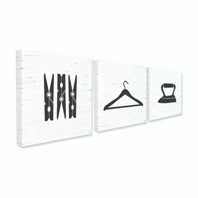« lessive items design », ensemble de 3 impressions sur toiles
