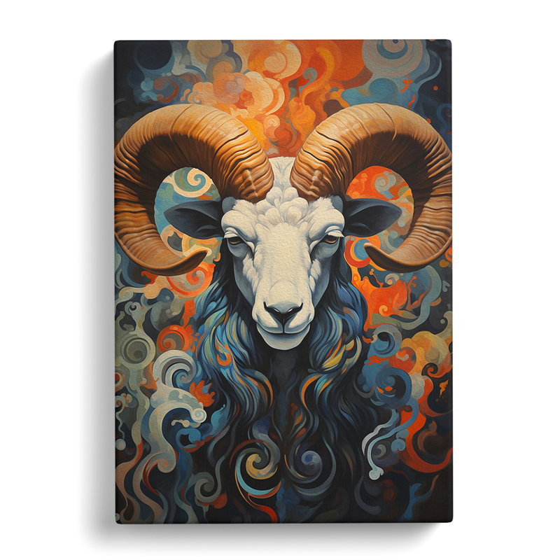 Aries Zodiac Hard Edge - Wrapped Canvas, 60cm H x 40cm W x 3cm D