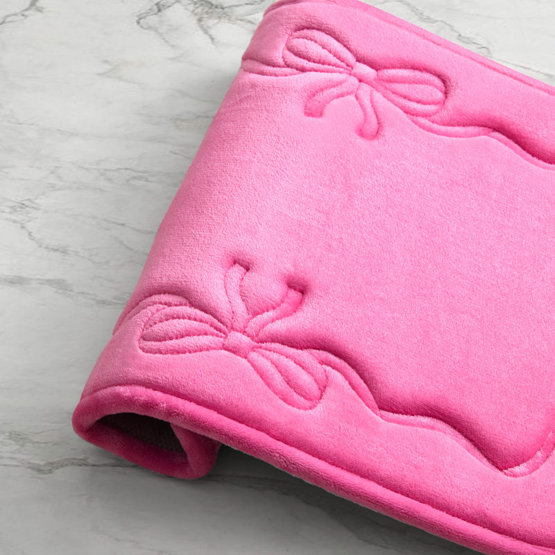 Juicy Couture Ribbon Border Memory Foam 1-Piece Bath Mat, Single - 24" L x 17" W