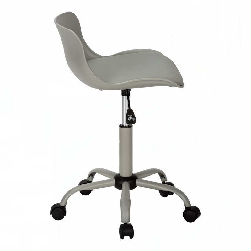 Office Chair,Adjustable Height,Swivel,Ergonomic,Computer Desk,Work,Juvenile,Grey Leather Look,Grey Metal,Contemporary,, Grey