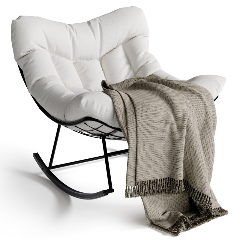 Chaise berçante d'extérieur Papasan, Blanc