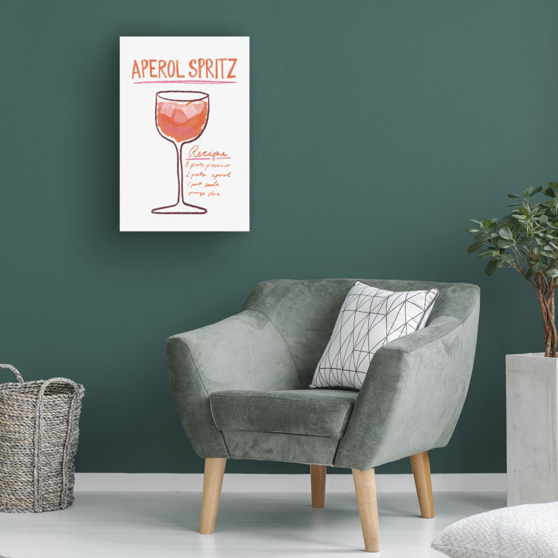 " Wrapped Canvas Wall Art - Athene Fritsch 'Aperol Spritz' Wall Art For Living Room, Bedroom, Or Office Décor - 22x32 "