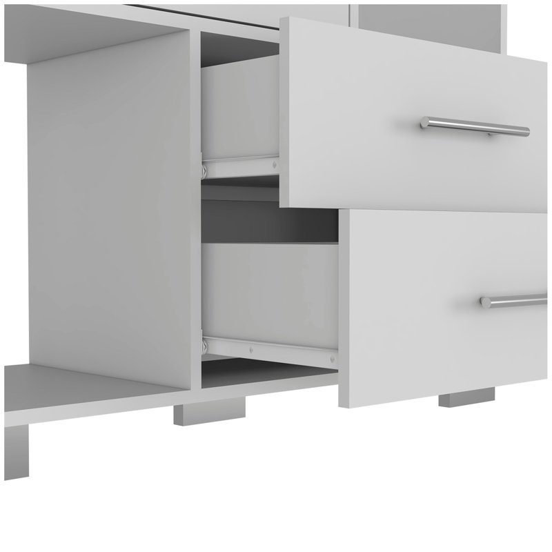 Commode à tournesol, quatre tiroirs, deux tablettes ouvertes