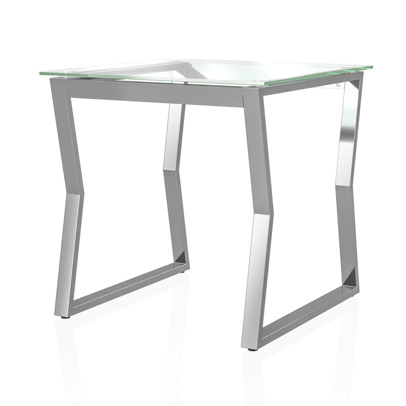 Table de bout Xander, Plateau transparent / base chromée