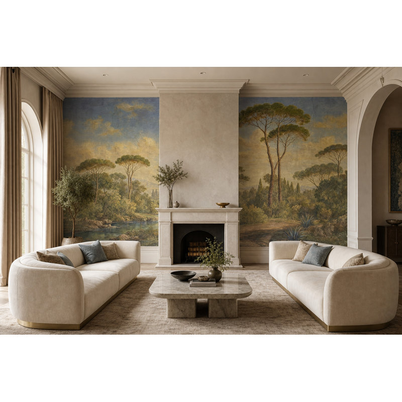 Décoration murale murale italienne campagne italienne, 140 po x 108 po, Texturé non collé