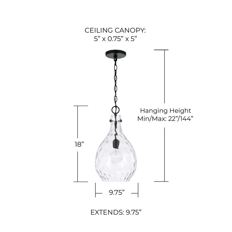 1 - Light Teardrop Pendant, Black