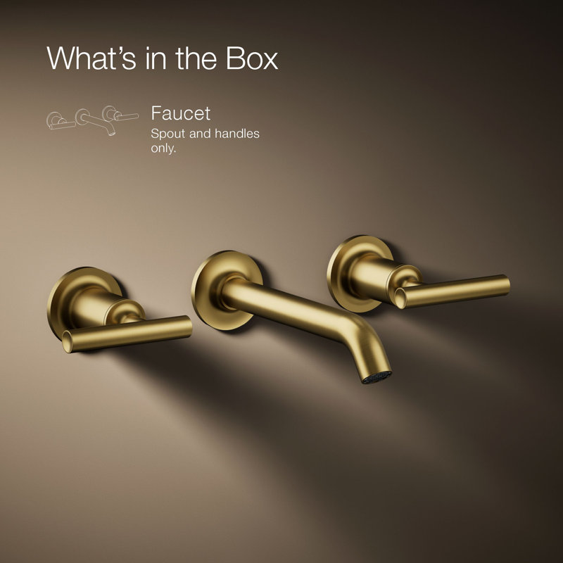 Purist® Wall-Mounted Bathroom Faucet, Vibrant Brushed Moderne Brass, Lever Handle