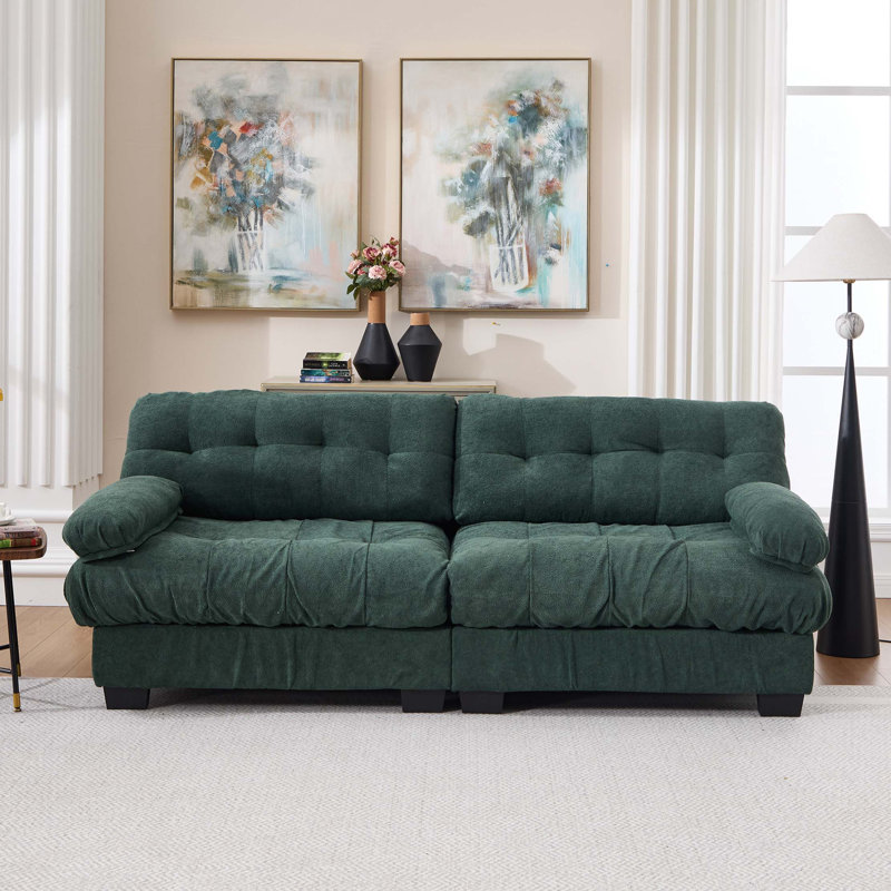 Canapé modulaire Cloud Couch avec sièges profonds et coussins, Green Flannel, 35" H x 88" W x 35" D, Symmetrical