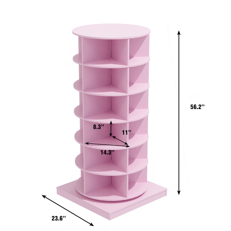 Range-chaussures rose rotatif 360 degrés 6 couches, Pink