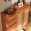 Cherry Wood Colour+Silver Manufactured Wood+Metals Shoe Storage
