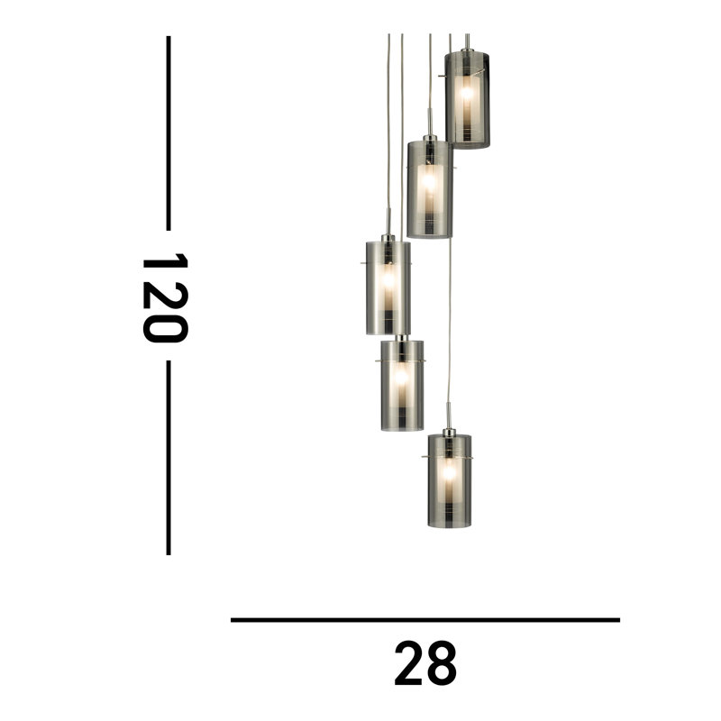 Araceli 5-Light Cluster Chandelier, Smokey Glass
