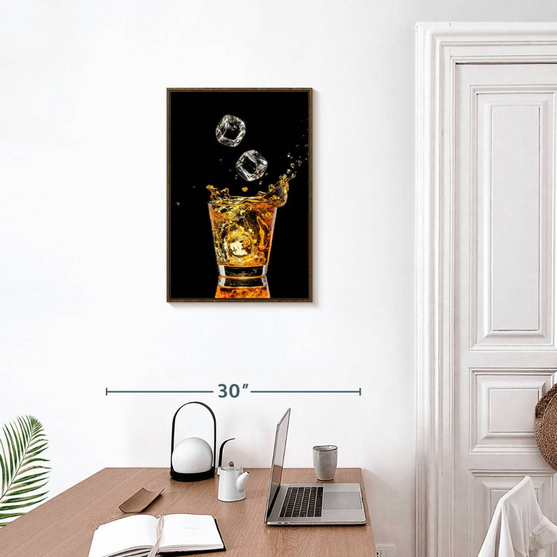 Whisky et glaçons, 17" x 25", Floating Frame Walnut
