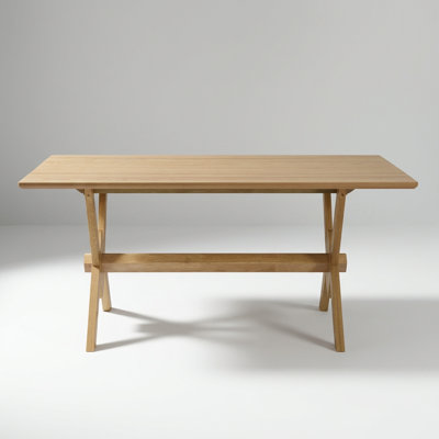 Double V Base Rustic Farmhouse Dining Table with Engineered Wood Top