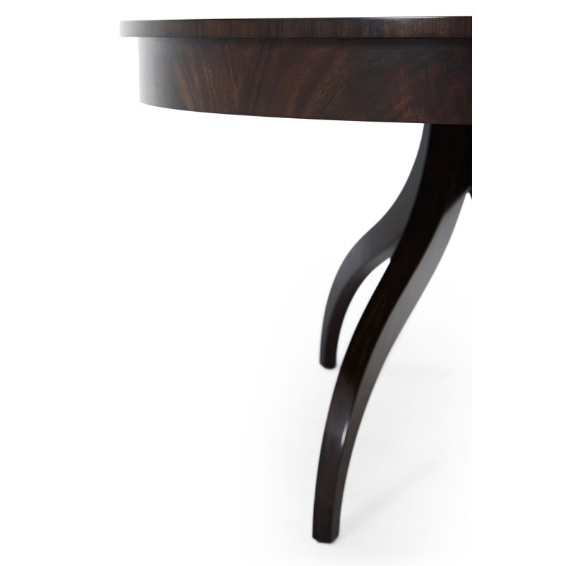 Mahogany Oval Extendable Dining Table with Curved Legs