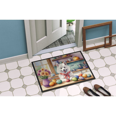 Decorating Easter American Eskimo Doormat