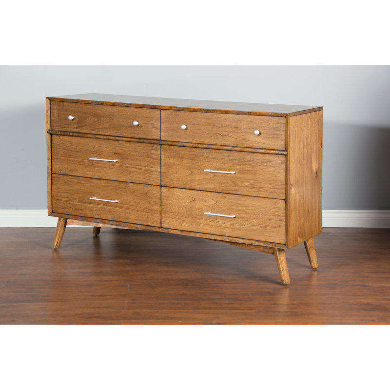 Hackworth Solid Wood 60'' W 6 - Drawer Dresser, Teak