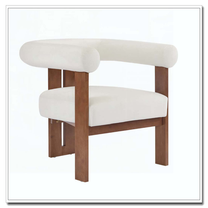 Fauteuil d'appoint rembourré en velours, Beige