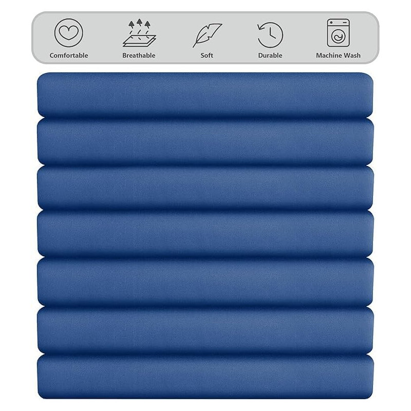 Ranarda Cotton Blend Percale Flat Sheet, Super King (6'), Mid Blue