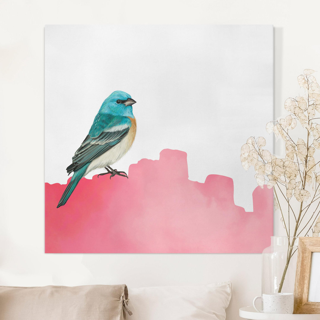 Leinwandbild Vogel auf Pink