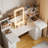 Makeup Vanity With Led Illuminated Mirror, Makeup Table With 3 Color Lighting, 55'' Vanity Desk Set Boasting 10 Drawers Hidden And Open Shelves, For Girls/women