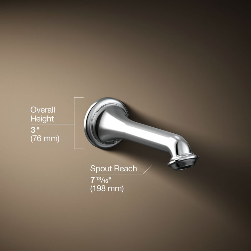 Artifacts Wall-Mount Bath Spout with Turned Design, Polished Chrome