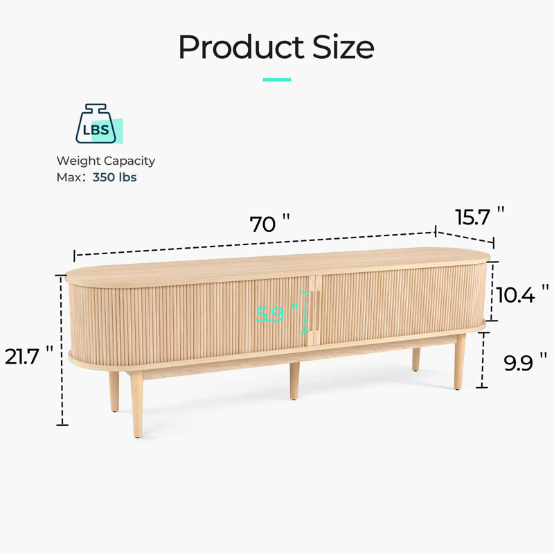 Leathia TV Stand For Tvs Up To 75", Oak Wood