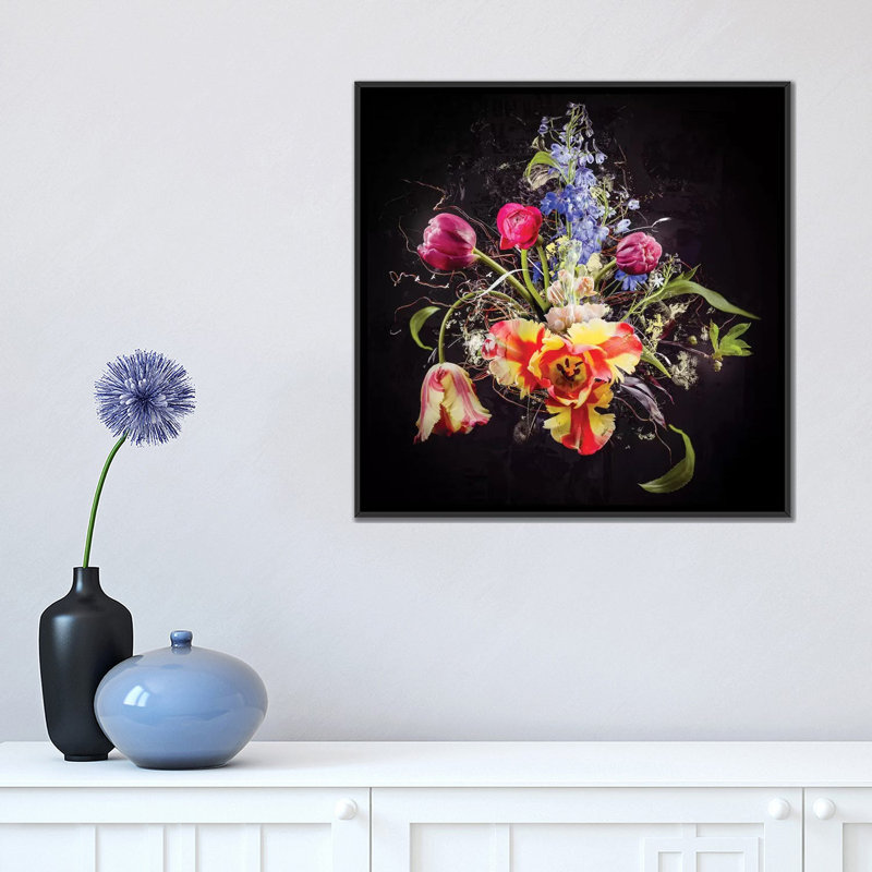« pâques bouquet », photographie sur toile, H 18 po x l 18 po x P 1,5 po, Toile avec cadre noir, Pas de tapis
