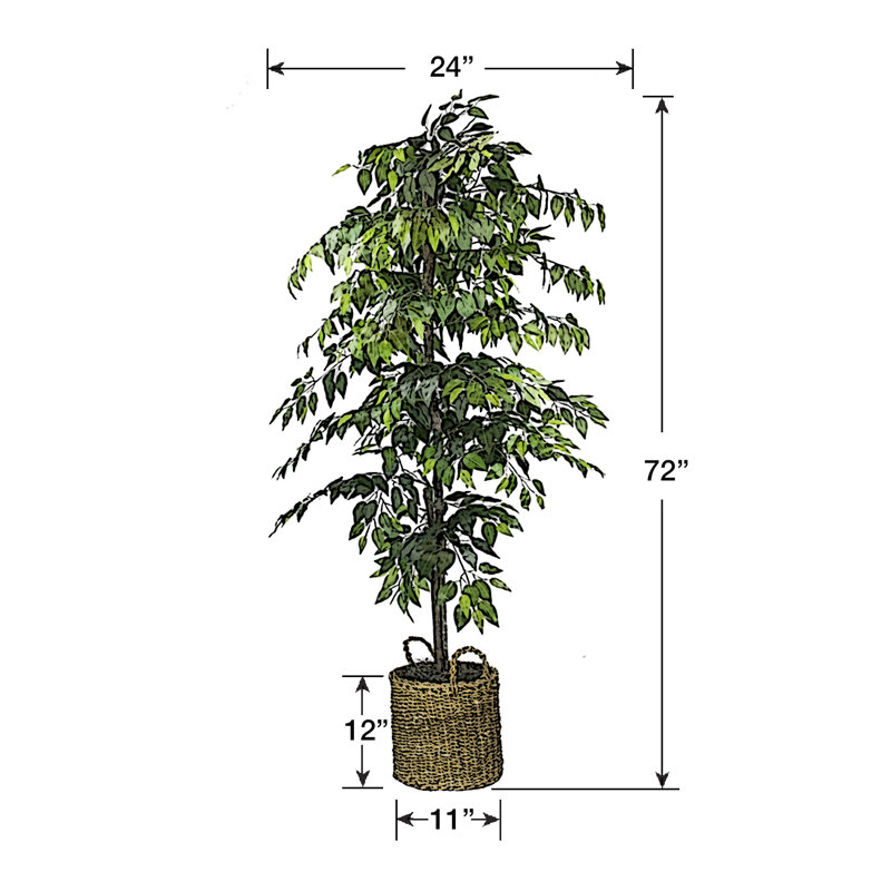 72" Artificial Ficus Tree in Basket