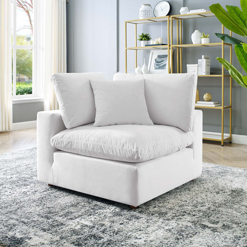 Chaise de coin Commix, Velours blanc