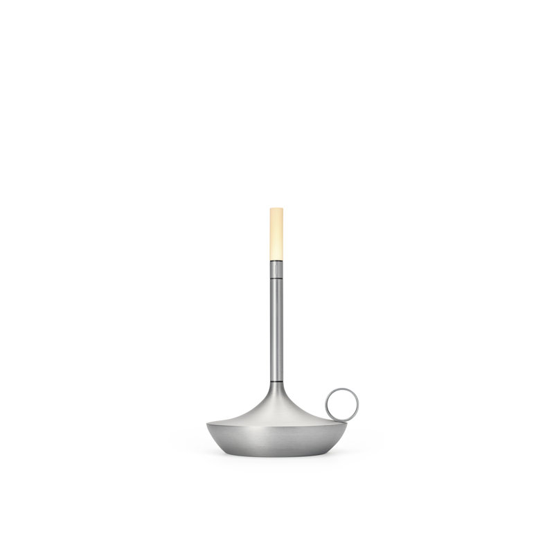 Candle-Inspired Portable Rechargeable Lamp - Wick, 6.5" H x 4.7" W x 4.7" D, Aluminum