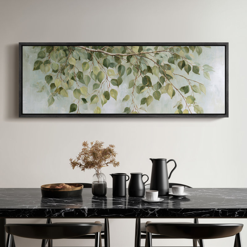 Art mural classique avec fleurs en fleurs, H 20 po x l 60 po, Noir