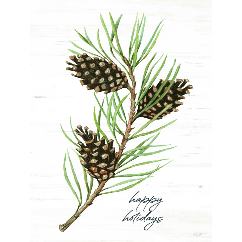«Happy Holiday Pine Cones» par Cindy Jacobs - reproduction sur toile tendue, H 24 po x l 18 po