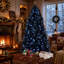 Arbre de Noël 8 pi avec 600 lumières DEL, arbre artificiel 2486 PE + PVC pour décoration d'Halloween et des Fêtes, structure à charnières avec support en métal stable-117672179
