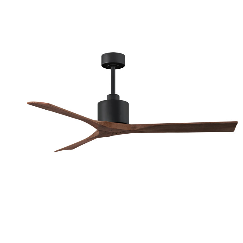 Nan Ceiling Fan In Textured Blades, Matte Black, Walnut Tone, 52"