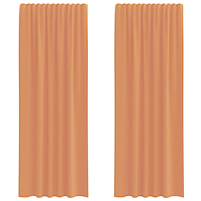Voile Curtains With Tab Top 2 Pcs, 140cm Width x 260cm Drop, Terracotta